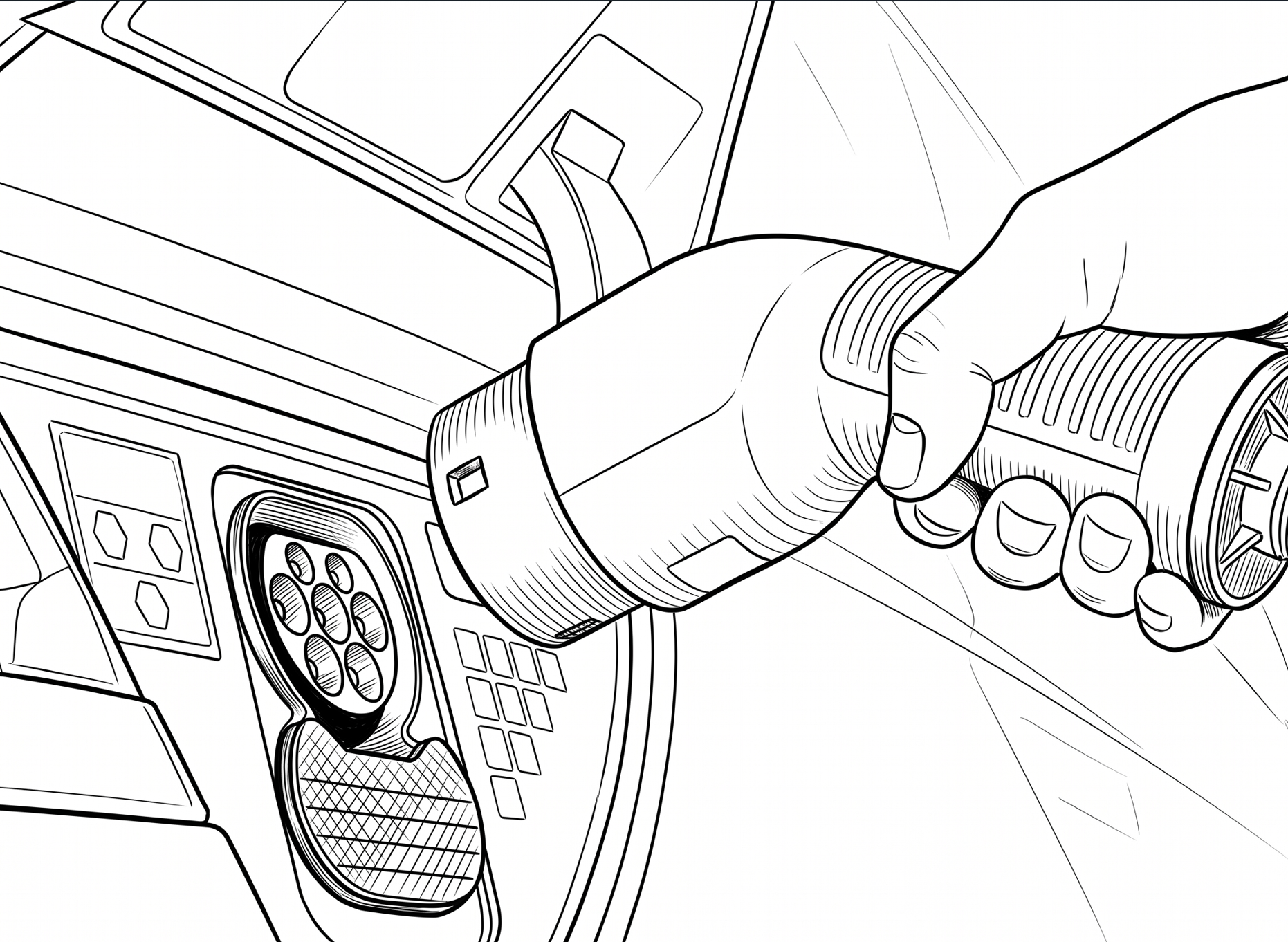 Person unplugging a charging cable from an electric car